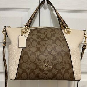 Coach Brown and Cream Shoulder Bag Cross Body or Satchel. Like new. Women.